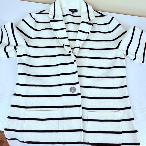 Talbots Striped Sweater Cotton Blazer Knit Jacket | Size S - Picture 5 of 8